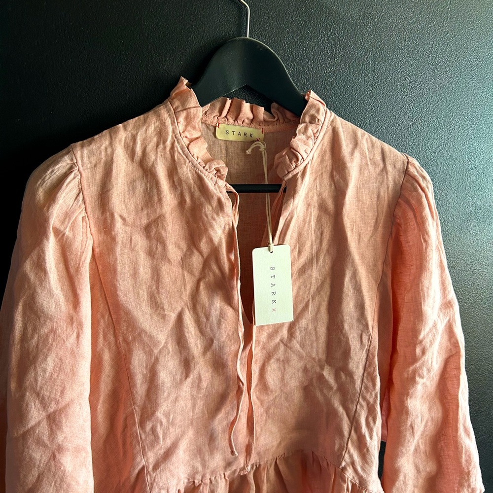 Starkx Linen Ruffle Dress Oversized Size S